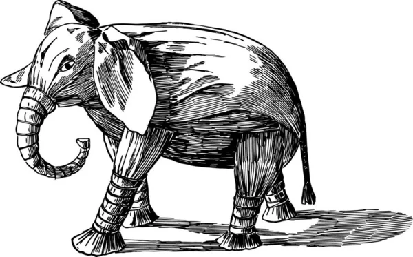 Elefante Carta Velina Inciso Semplice Illustrazione Vettoriale — Vettoriale Stock