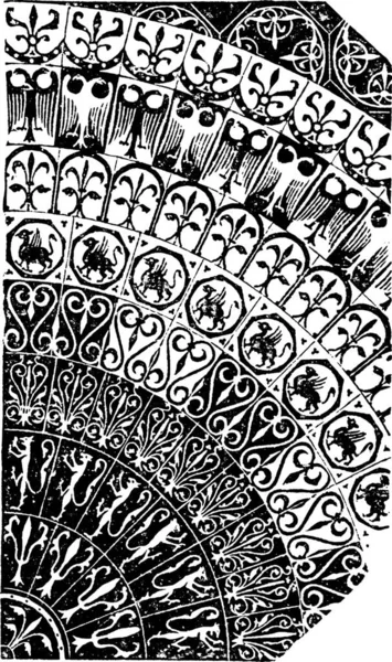 Екзотична Плитка Різні Кольори Глини Вінтажна Гравюра — стоковий вектор