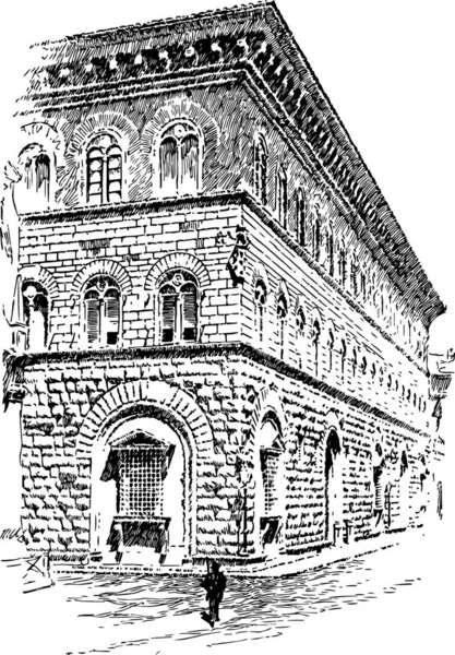 Medici Palace Arkitektoniska Inslag Rustik — Stock vektor