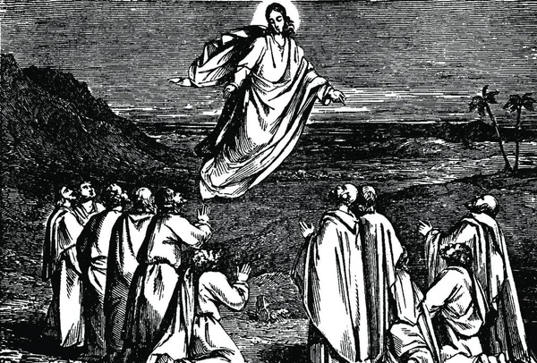 Ascensión Jesús Delante Los Apóstoles — Archivo Imágenes Vectoriales