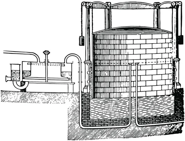 Gasômetro Gravada Ilustração Vetorial Simples — Vetor de Stock
