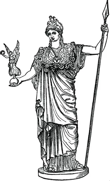 Athena Gravada Ilustração Vetorial Simples — Vetor de Stock
