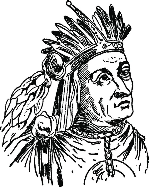Atahualpa Engraved Simple Vector Illustration — Stock Vector