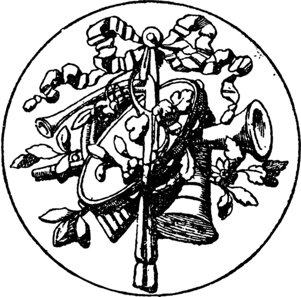 Орнамент Медальйон Символ Музичних Інструментів — стоковий вектор