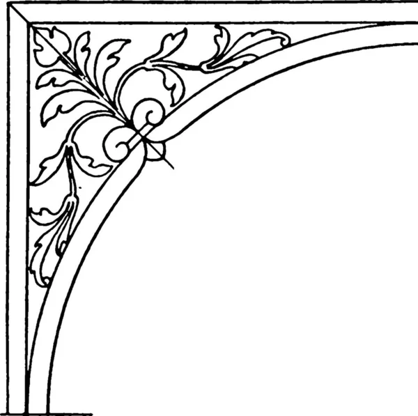 Renaissance Spanrail Panel Uno Zoccolo Base Una Colonna Illustrazione Vintage — Vettoriale Stock