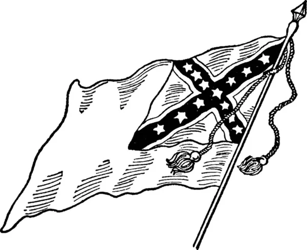 Confederate National Flag Vintage Illustration — Stok Vektör