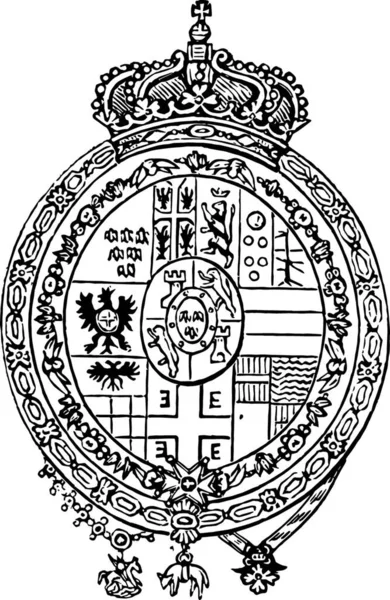 Герб Испании Винтажная Векторная Иллюстрация — стоковый вектор