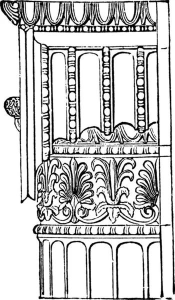 Columna Ángulo Jónico Desde Templo Minerva Polias Atenas Vector Ilustración — Vector de stock