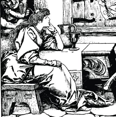 Prenses siyah ve beyaz vintage vektör çizimi