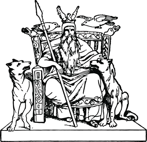 Odin Vintage Vector Ilustración — Archivo Imágenes Vectoriales