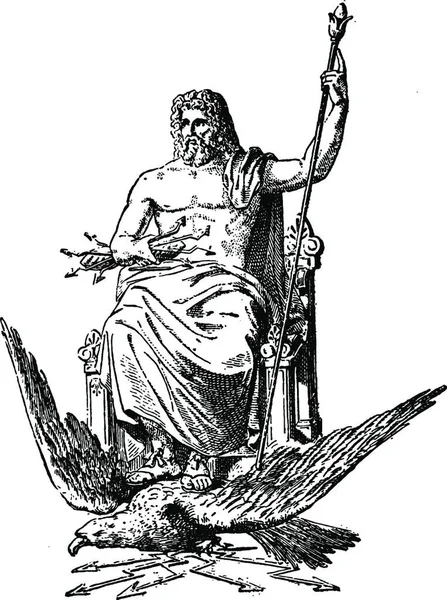 Zeus Ασπρόμαυρη Vintage Διανυσματική Απεικόνιση — Διανυσματικό Αρχείο