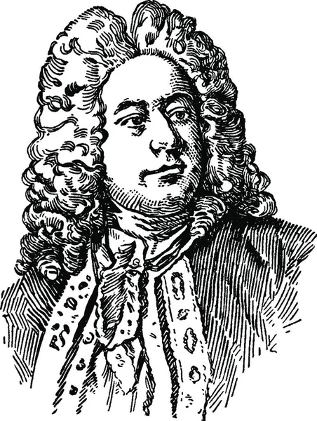 George Frederick Handel Vintage Illustration — стоковый вектор