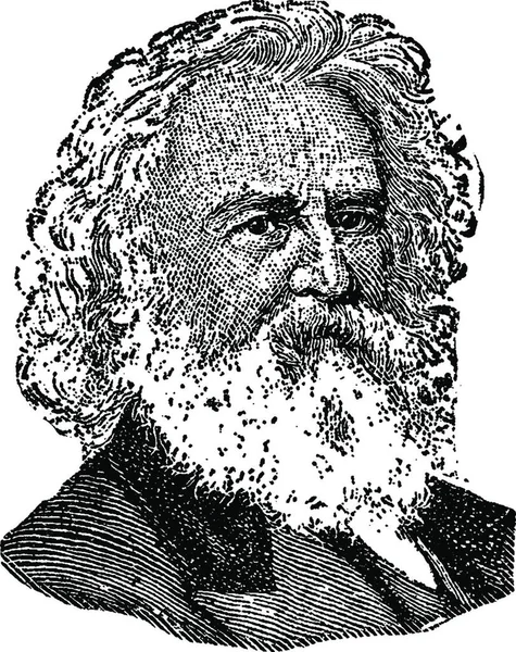 Henry Longfellow Vector Ilustración — Vector de stock