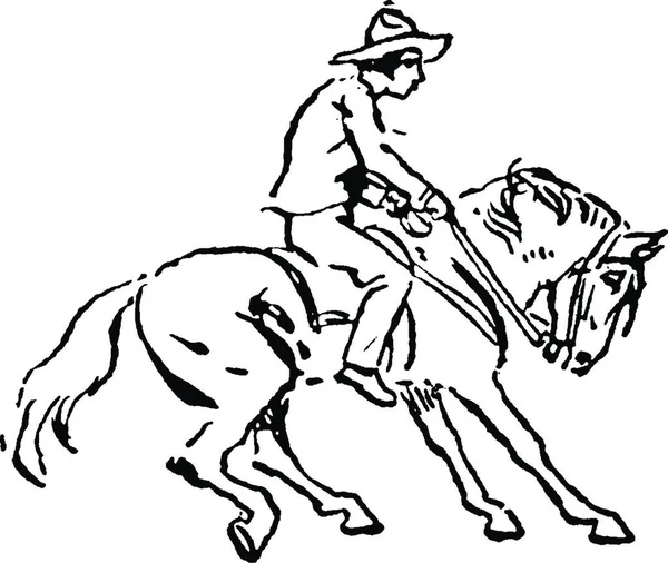 Häst Ryttare Vintage Vektor Illustration — Stock vektor