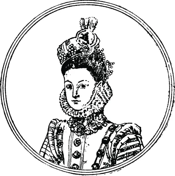 Infanta Isabella Ilustración Vectorial Blanco Negro — Archivo Imágenes Vectoriales