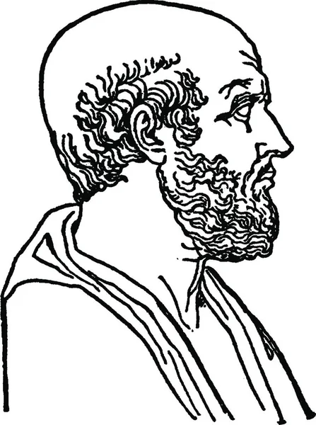 Черно Белая Винтажная Векторная Иллюстрация Гиппократа — стоковый вектор