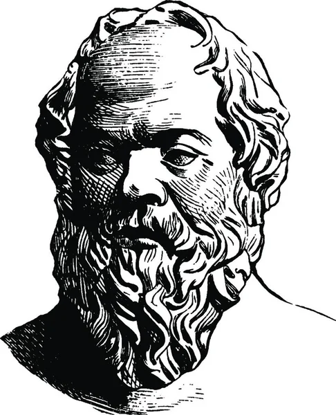 Sokrates Siyah Beyaz Vintage Vektör Çizimi — Stok Vektör