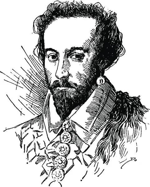 Sir Walter Raleigh Vintage Illustration —  Vetores de Stock
