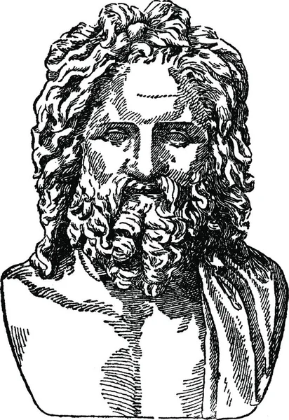 Zeus Vintage Illustration Black White Engraving — Stock Vector