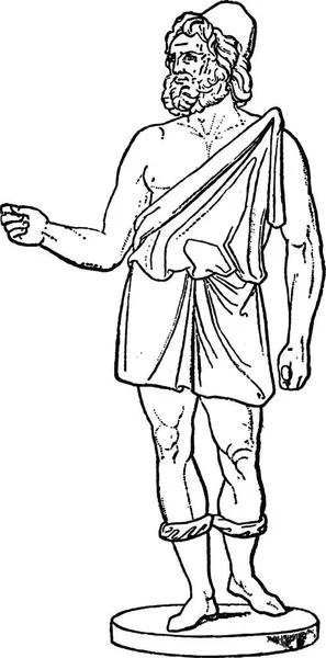 Винтажная Иллюстрация Hephaistus Черно Белая Завивка — стоковый вектор