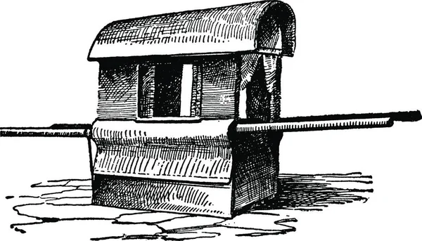 Illustrazione Palanchino Vintage Incisione Bianco Nero — Vettoriale Stock