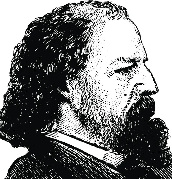 Alfred Tennyson Vintage Illustration — Vector de stock