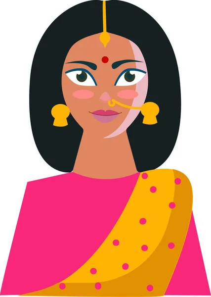 Tradiční Krásné Indické Ženy Vektor Nebo Barva — Stockový vektor