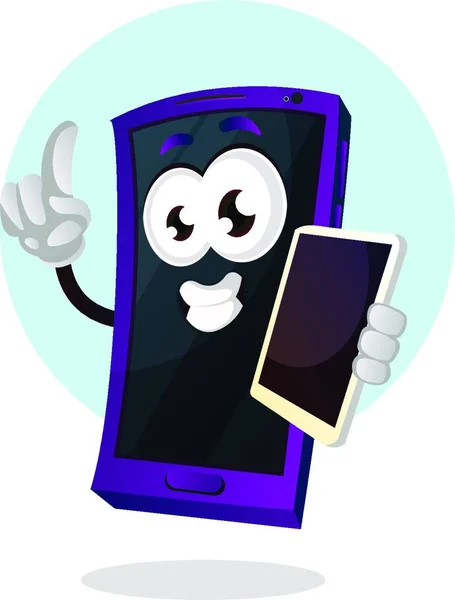 Emoji Móvil Feliz Con Otro Teléfono Mano Ilustración — Vector de stock