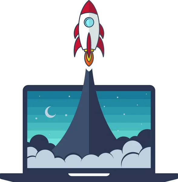 Notebook Boost Start Space Rocket Shuttle Téma — Stockový vektor