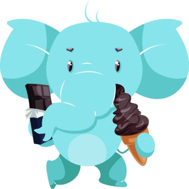 Çikolatalı fil, illüstrasyon, beyaz arka plan üzerinde vektör