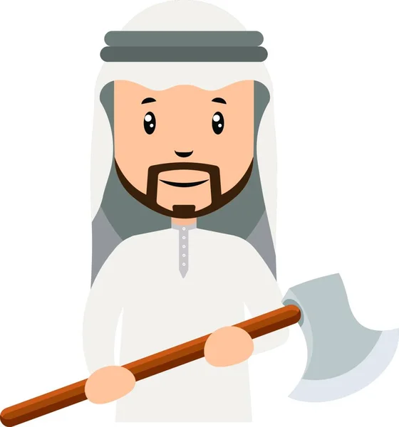 Hombre Árabe Con Hacha Icono Vector Simple — Archivo Imágenes Vectoriales