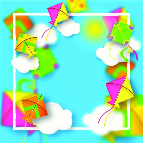 Cadre Cerfs Volants Colorés Illustration Vectorielle Conception Simple — Image vectorielle