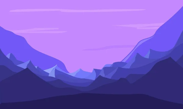 Beautiful purple nature landscape with mountains.