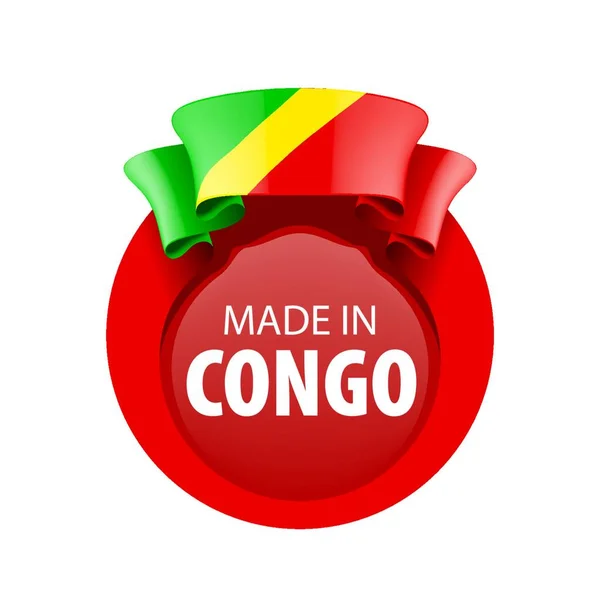Bandera Del Congo Ilustración Vectorial Sobre Fondo Blanco — Vector de stock