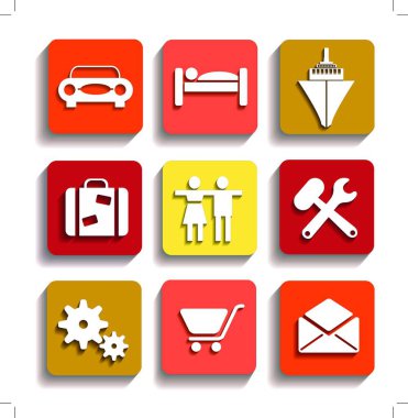 seyahat etmek simge seti, vektör çizim