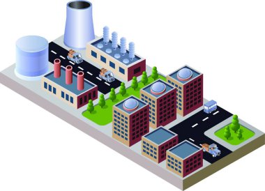 Isometric şehir, web basit illüstrasyon
