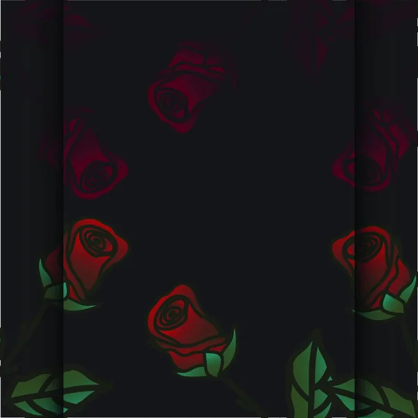 Цветы Розы Черном Векторная Иллюстрация Простая Конструкция — стоковый вектор