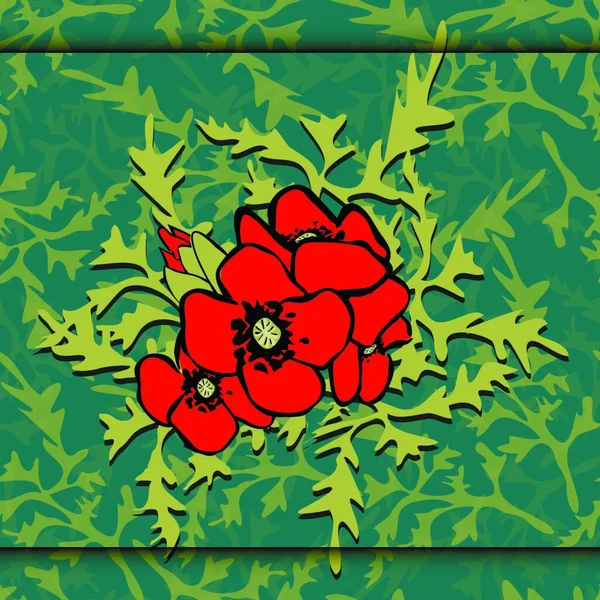 Poppies Vector Illustration Simple Design — Stock Vector