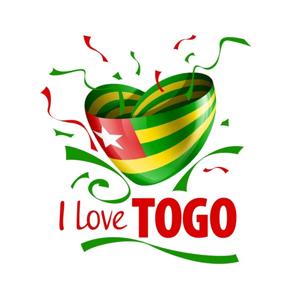 Bandeira Nacional Togo Inscrição Amo Togo Ilustração Vetorial — Vetor de Stock