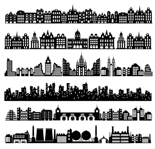 City Set Houses Vector Illustration Simple Design — Stock Vector