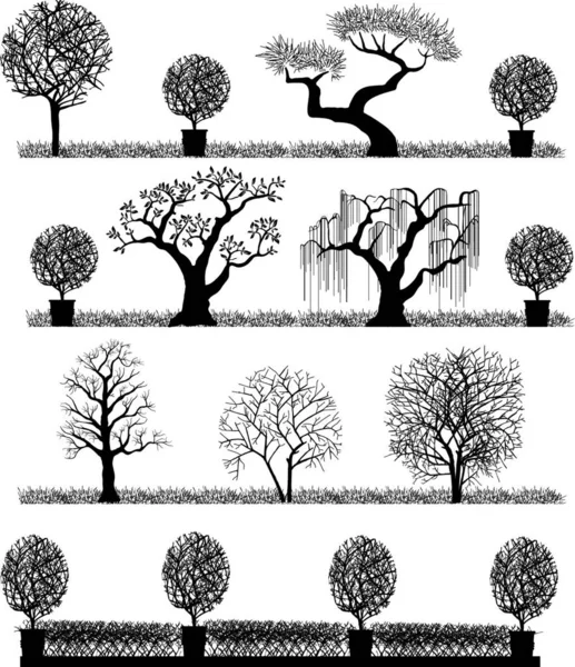 Силуэт Деревьев Векторная Иллюстрация Простой Дизайн — стоковый вектор