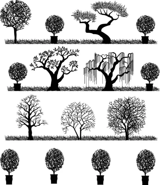 Conjunto Árvores Vetoras Ilustração Vetorial Design Simples — Vetor de Stock