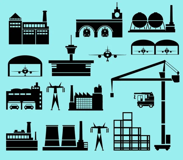Industrial City Vector Illustration Simple Design — Stock Vector