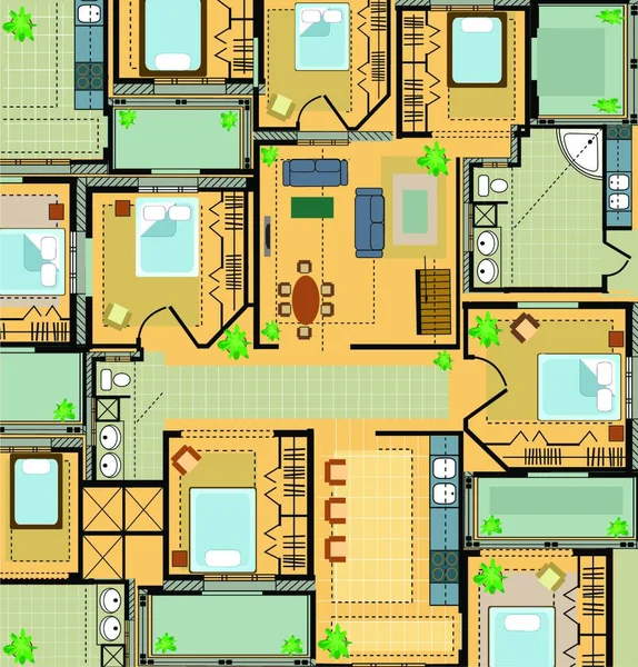 Farbplan Des Hauses Vektorillustration Einfaches Design — Stockvektor