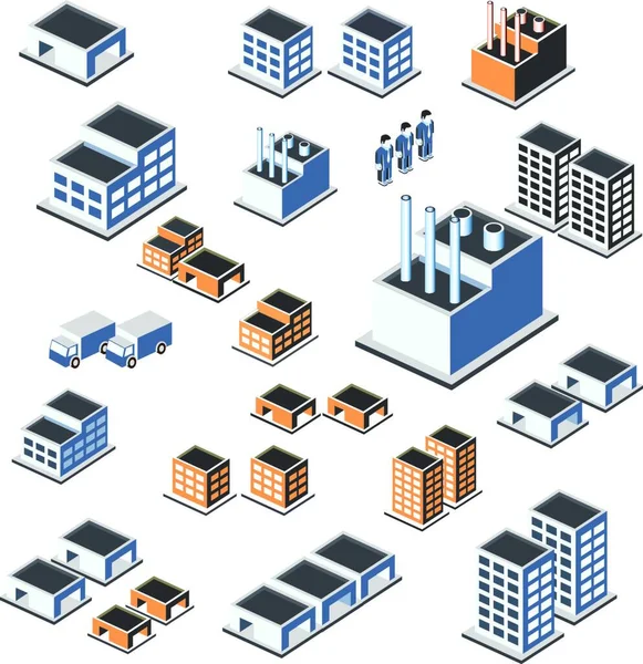 Bâtiments Industriels Isolés Sur Fond Blanc — Image vectorielle