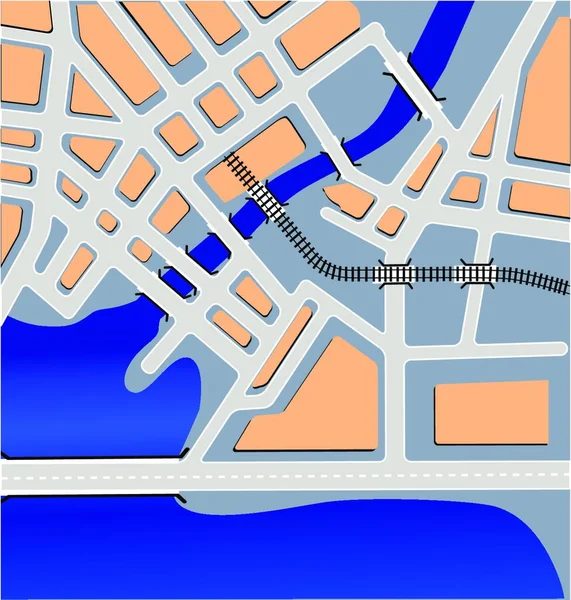 Şehir Haritaları Vektör Illüstrasyonu Basit Tasarım — Stok Vektör