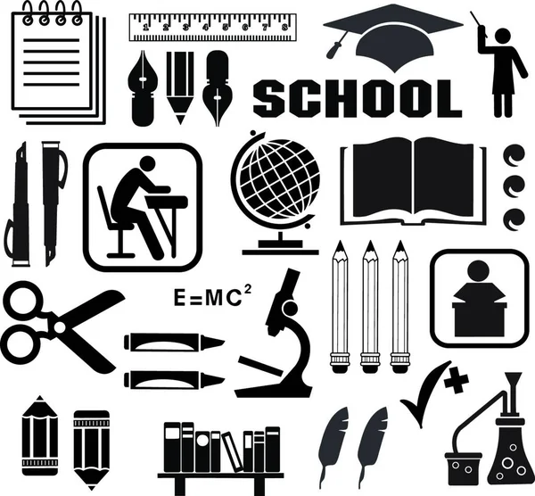 School Icons Vector Illustration Simple Design — Stock Vector
