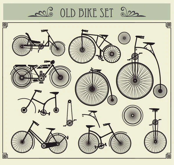 Régi Kerékpárok Vektor Illusztráció Egyszerű Tervezés — Stock Vector
