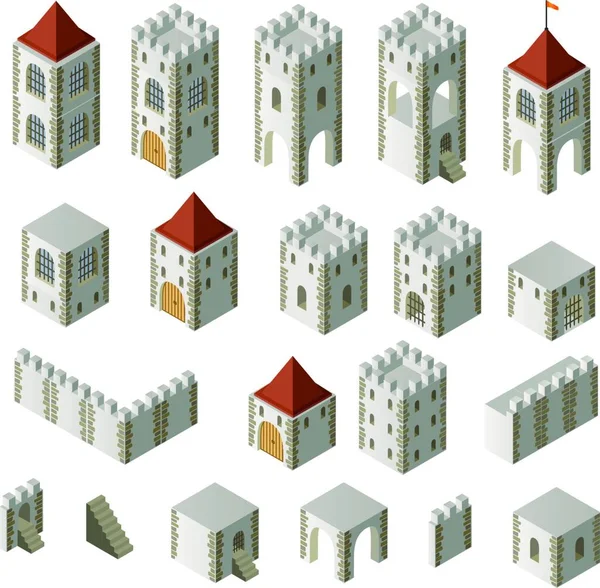 Μεσαιωνικά Κτίρια Διανυσματική Απεικόνιση Απλό Σχέδιο — Διανυσματικό Αρχείο