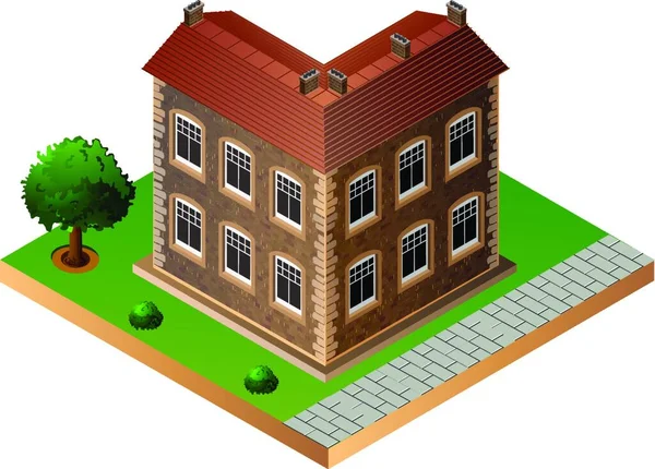 Immagine Stilizzata Una Vecchia Casa Illustrazione Vettoriale Design Semplice — Vettoriale Stock